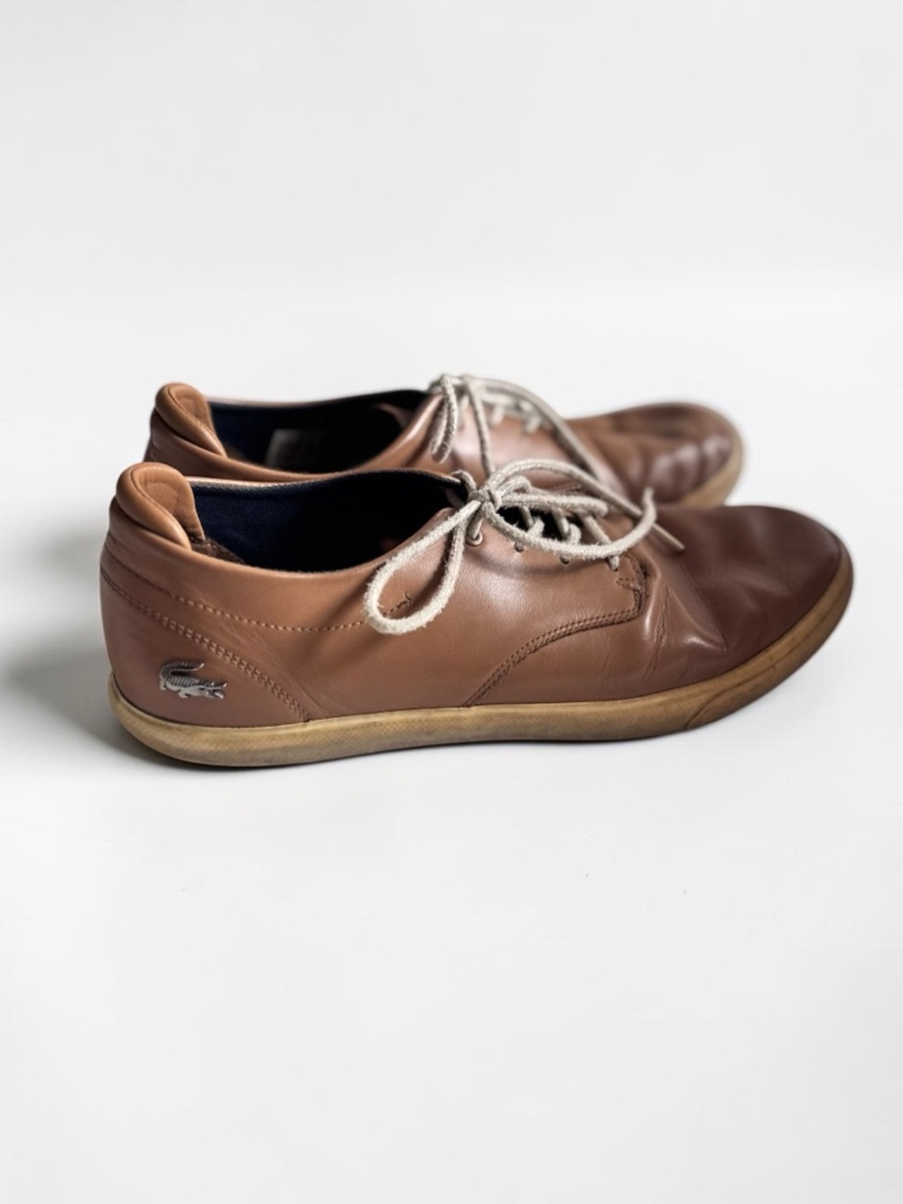 Lacoste Leather Sneakers Brown Casual Shoes Men Size 12 Italy